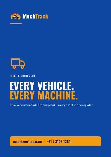 MechTrack Fleet & Equipment flyer (front)